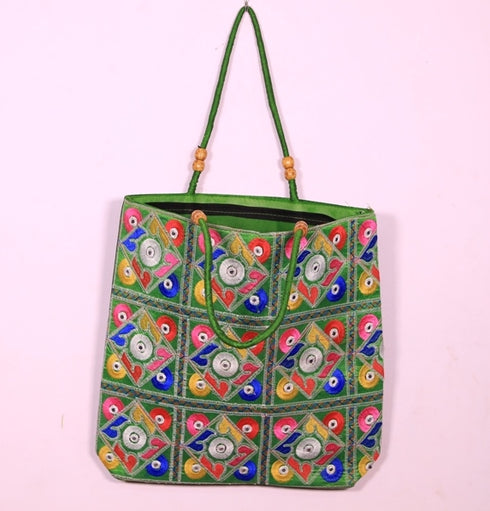 Parrot Green Multi Color Hand Made Shoulder Bag